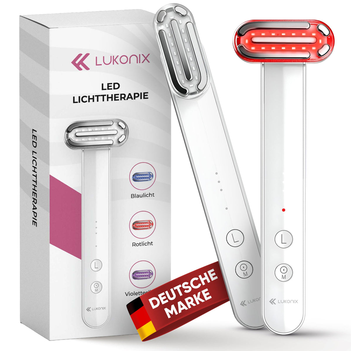 EMS Gesichtsmassagegerät 5-in-1 mit LED-Lichttherapie & 90° drehbarem Kopf
