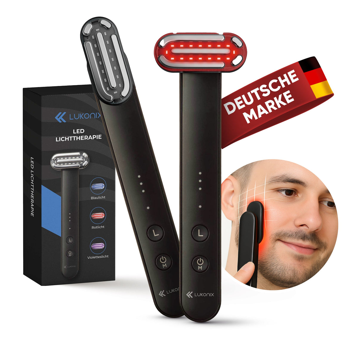 EMS Gesichtsmassagegerät 5-in-1 mit LED-Lichttherapie & 90° drehbarem Kopf