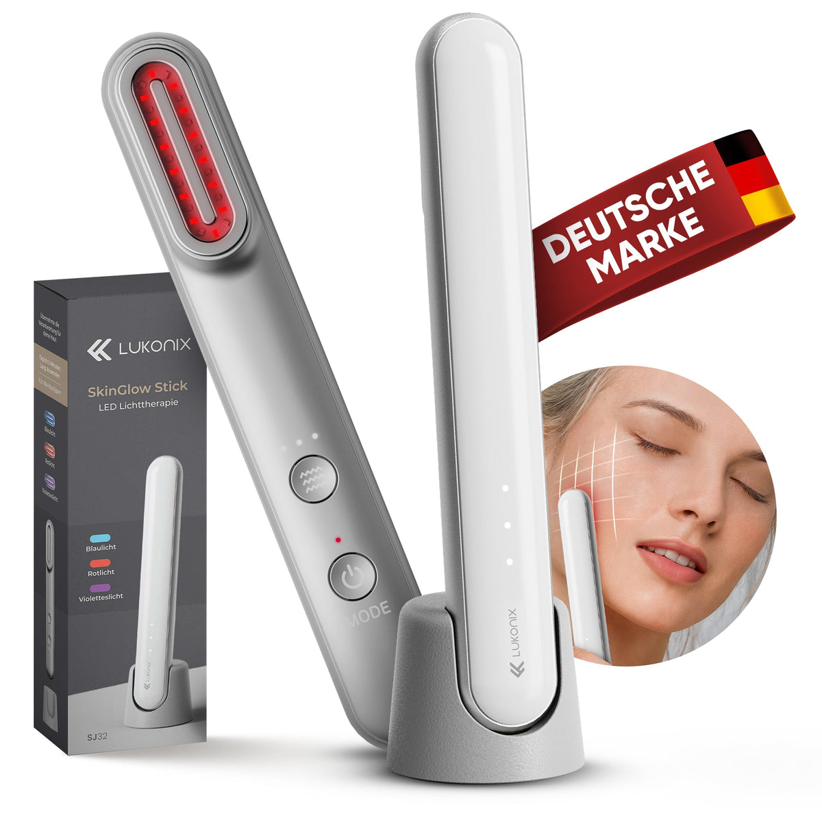 EMS Gesichtsmassagegerät 5-in-1 mit LED-Lichttherapie & Standfuß
