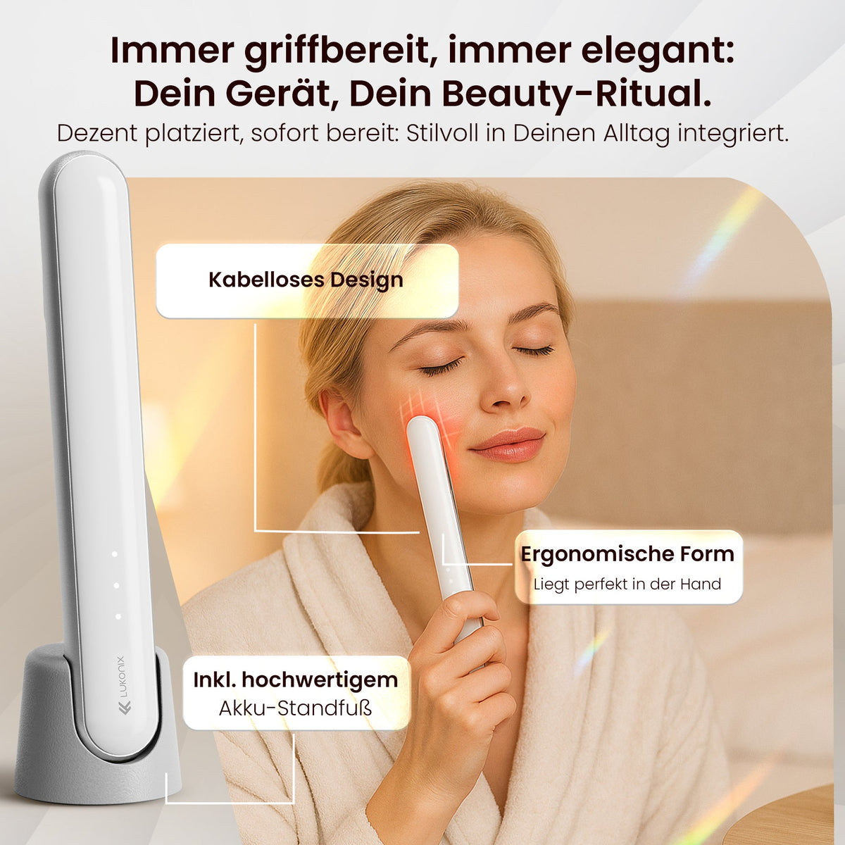 EMS Gesichtsmassagegerät 5-in-1 mit LED-Lichttherapie & Standfuß