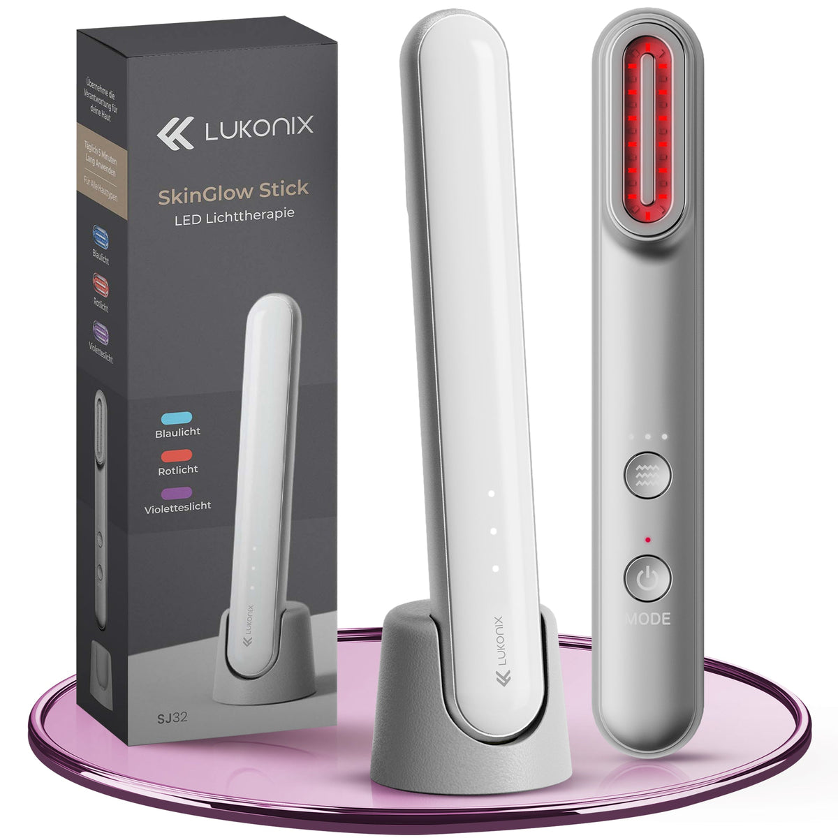 EMS Gesichtsmassagegerät 5-in-1 mit LED-Lichttherapie & Standfuß