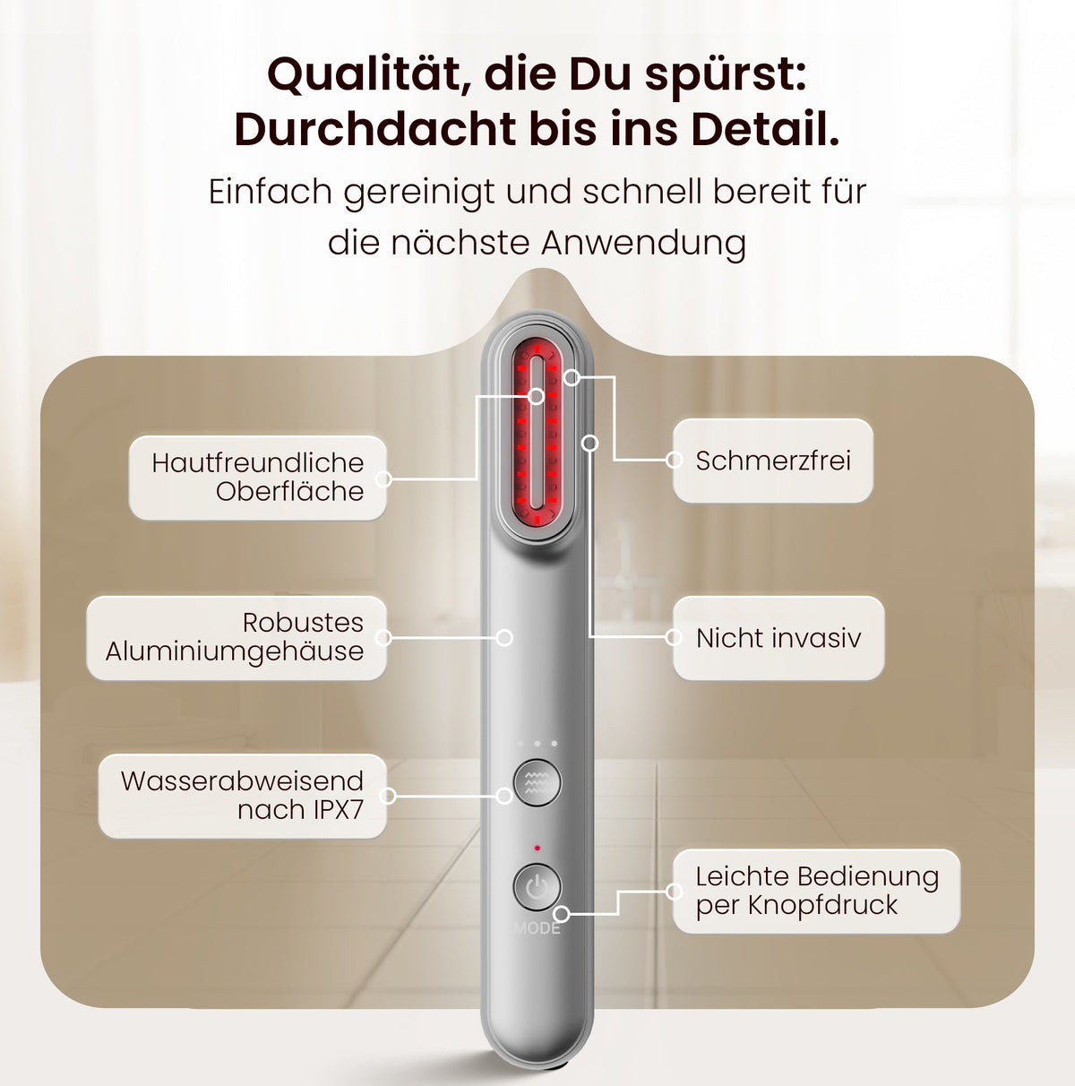 EMS Gesichtsmassagegerät 5-in-1 mit LED-Lichttherapie & Standfuß