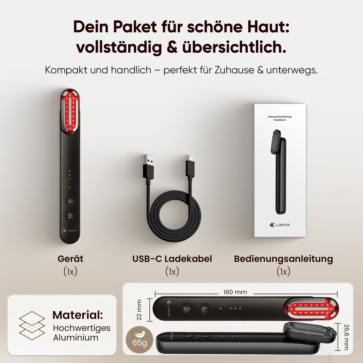 EMS Gesichtsmassagegerät 5-in-1 mit LED-Lichttherapie & 90° drehbarem Kopf
